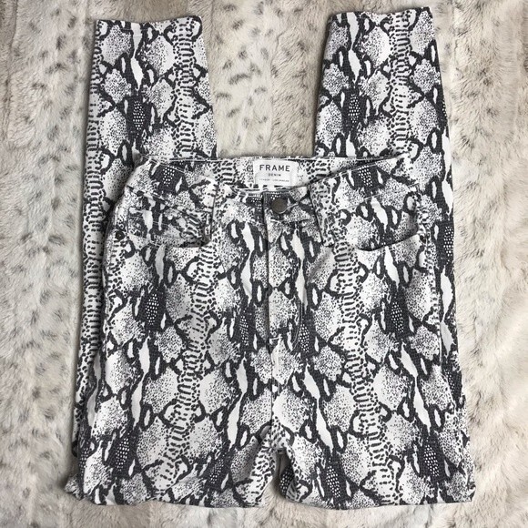 Frame Denim Ali High Rise Cigarette Jeans Snake Skin- Size 25 Great Condition! - Picture 4 of 8